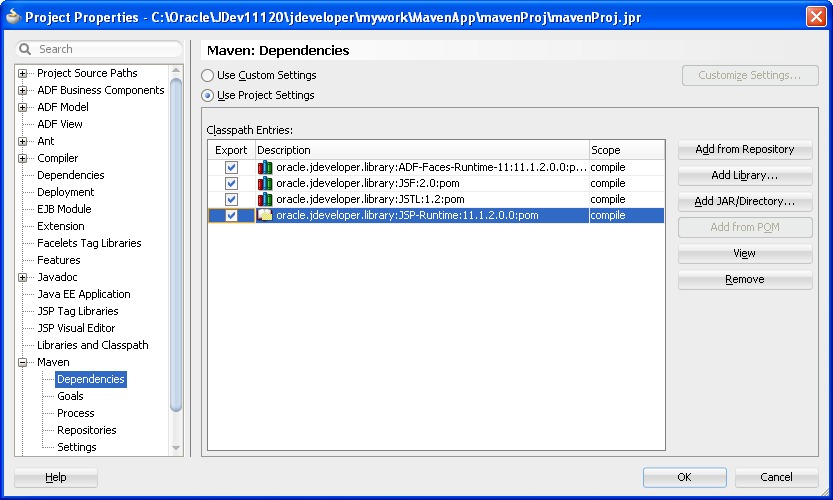 Add POM dependency to Project