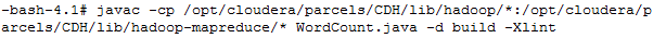 WordCount.javaファイルのコンパイルとWordCount.jarファイルの作成