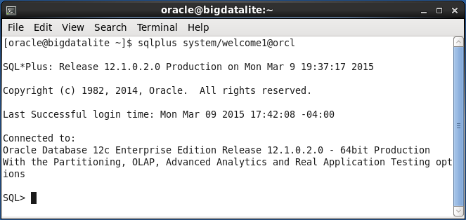 Start Oracle sqlplus