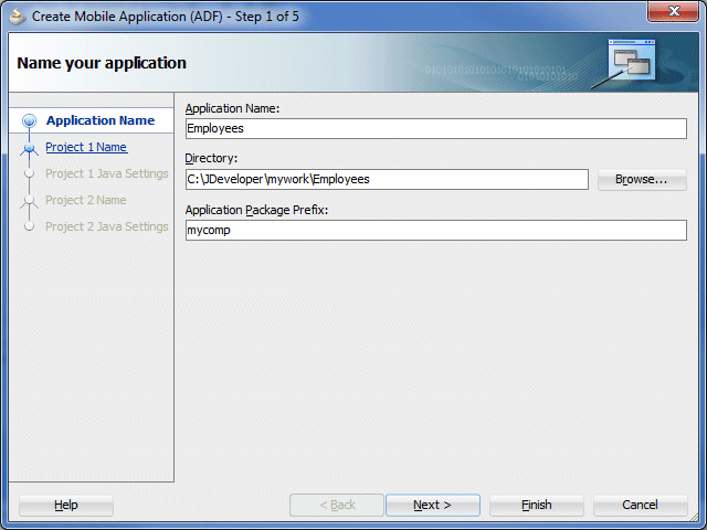 Create Mobile AppのStep 1
