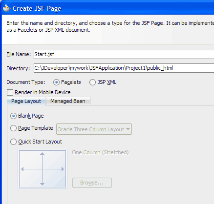 Create JSF Pageダイアログ