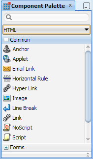 コンポーネント・パレット、HTML Common