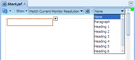 ビジュアル・エディタ・ツールバーのスタイル・ドロップダウン・リスト