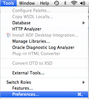 Preferencesメニュー