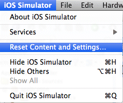 Quit iOS Simulatorメニュー・オプション