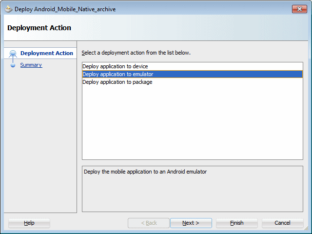 シミュレータ・ウィンドウへのプロファイルのデプロイ
