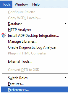 Preferencesメニュー