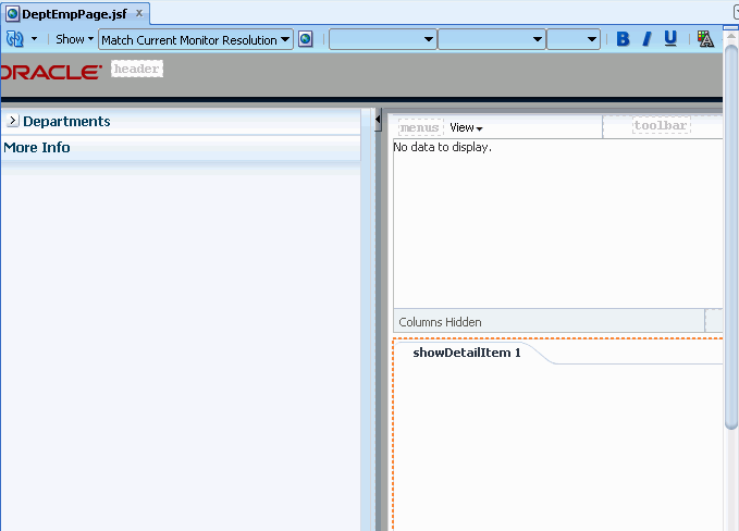 設計中のDeptEmpPageの全体を表示した様子。