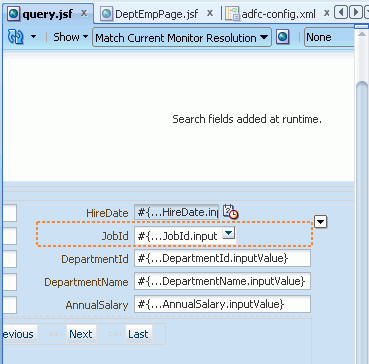 JobIdフィールドが選択された状態のQueryページ。