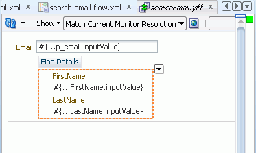 ページ断片の設計時の表示。