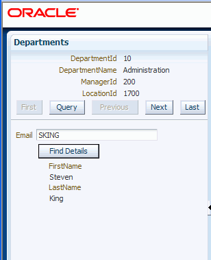前と同じ実行時の図。送信した電子メールに対応するFirstNameとLastNameが表示されています。