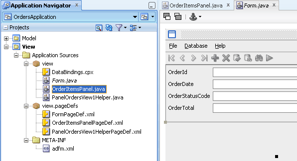 OrderItemsPanelとフォーム