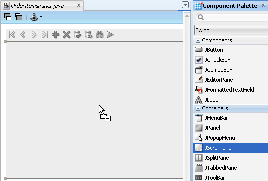 ビジュアル・エディタ、コンポーネント・パレット