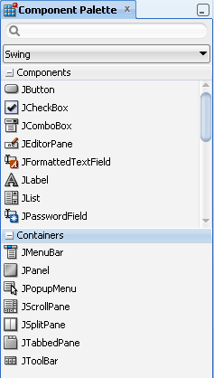 コンポーネント・パレット、Swingページ