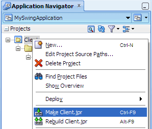 プロジェクトのコンテキスト・メニュー