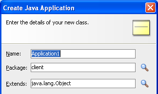 Create Java Applicationダイアログ、上部