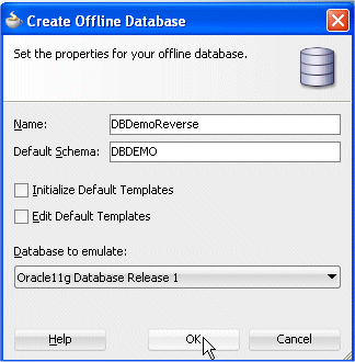 Create Offline Databaseダイアログ