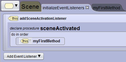 Edit Event Listener Tab
