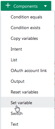 The Add Components list.