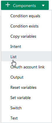 The Add Component List.