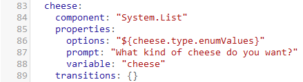 The cheese state in the dialog flow.
