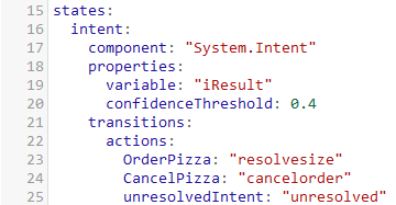 The System.Intent component in the dialog flow.