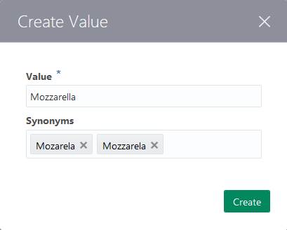 The Create Value dialog.