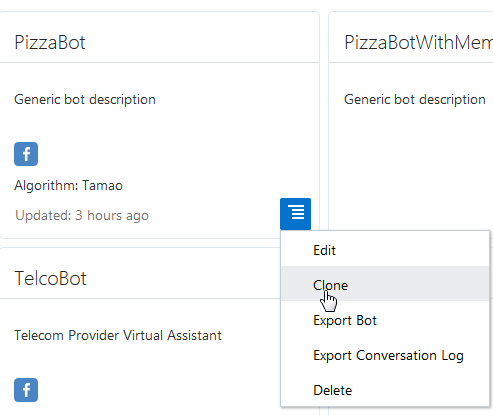 The tile menu's Clone option.
