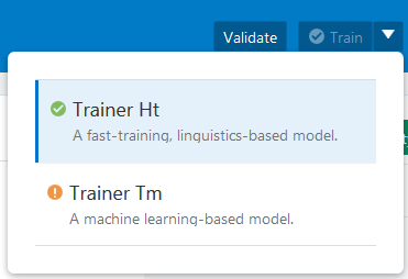 The training model menu.