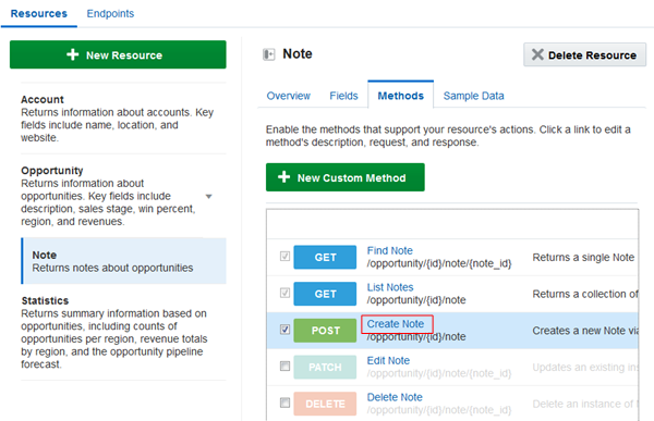 The Create Note link