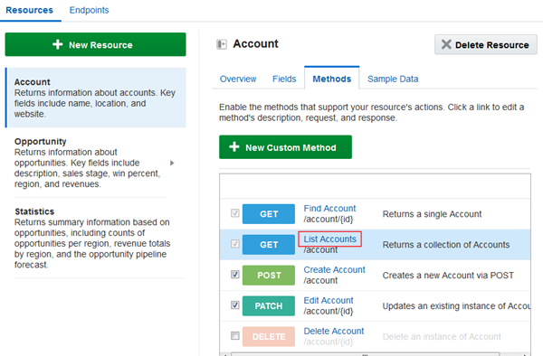 The List Account link