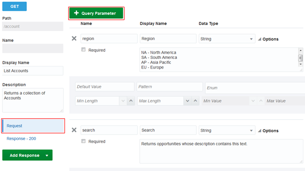 List Account Query Parameters