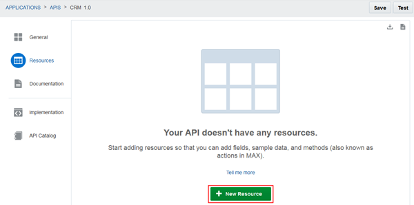 The New Resource button