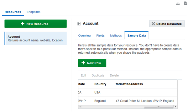 Sample Data - 2 Rows