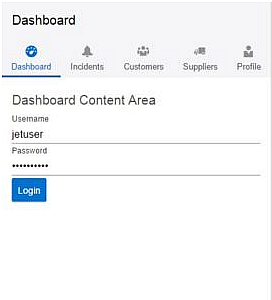 Device dashboard screen with login/logout button