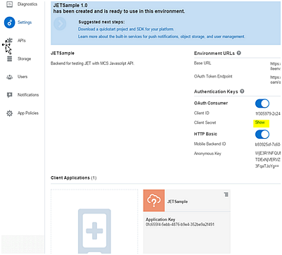 Settings screen