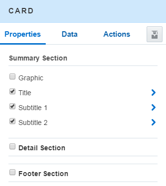The Card component display properties.