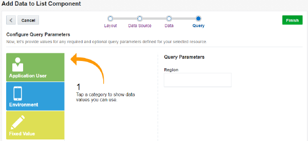 The Configure Query Parameters page.