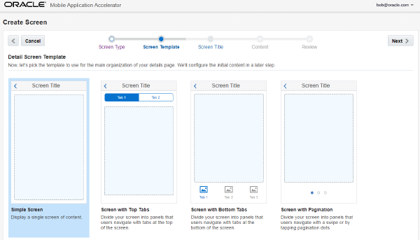 The Create Screen page.