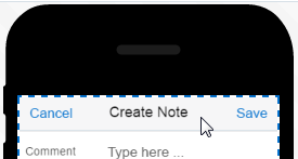 The header for the Create Note screen.
