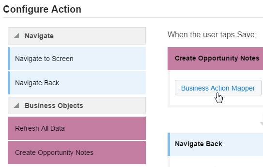 The Business Action Mapper button.