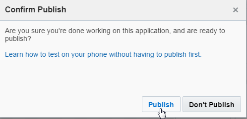 The Confirm Publish dialog.
