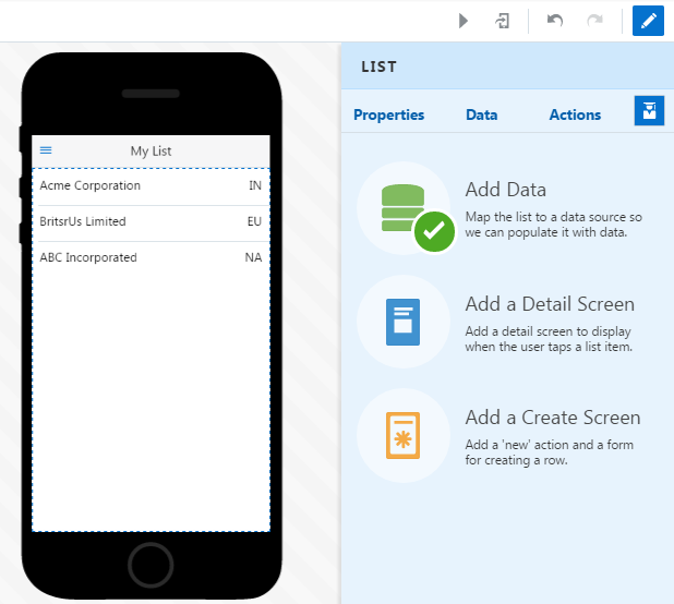This is an image of the completed list in the Designer.