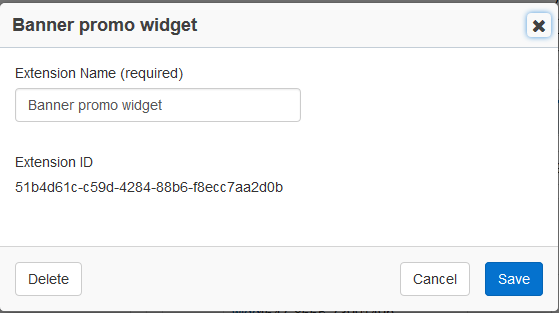 Banner promo widget dialog box