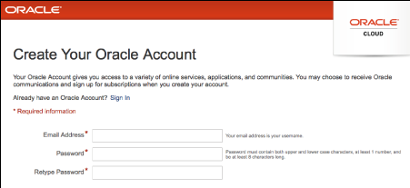 Oracle Cloud - Sign In page