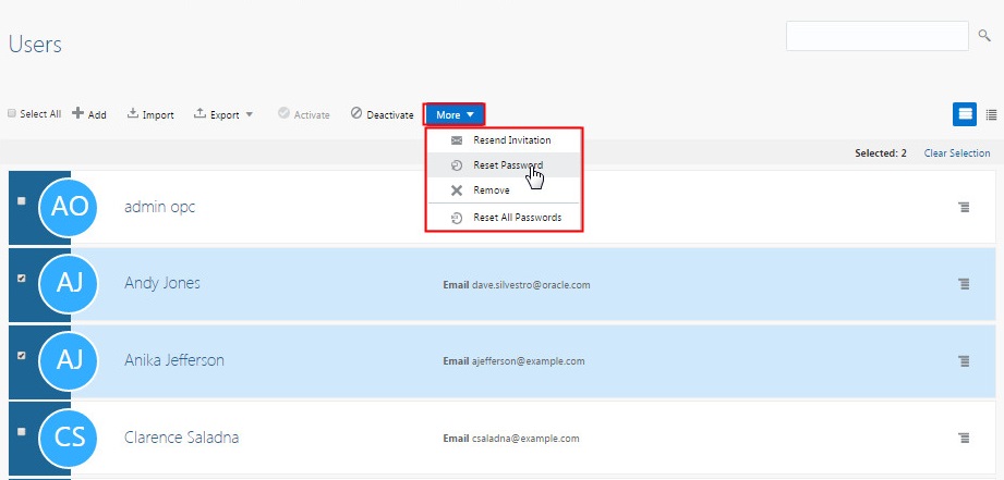 Oracle Identity Cloud Service UI - Resetting password for multiple users with a single command Oracle Identity Cloud Service UI - Resetting password for multiple users with a single command
