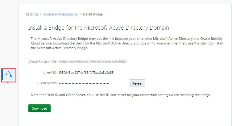 Bridge registration and download screen