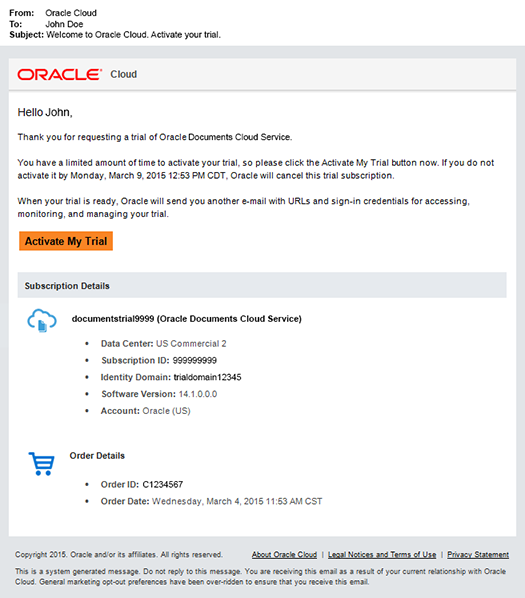 Activate My Trial email