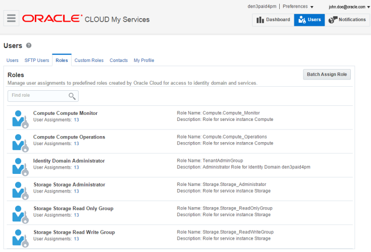 Assign roles to users