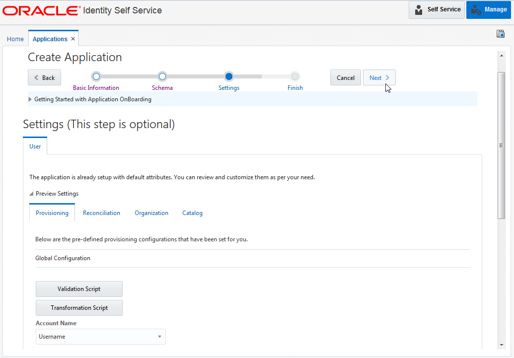 Review the application settings and update them if required